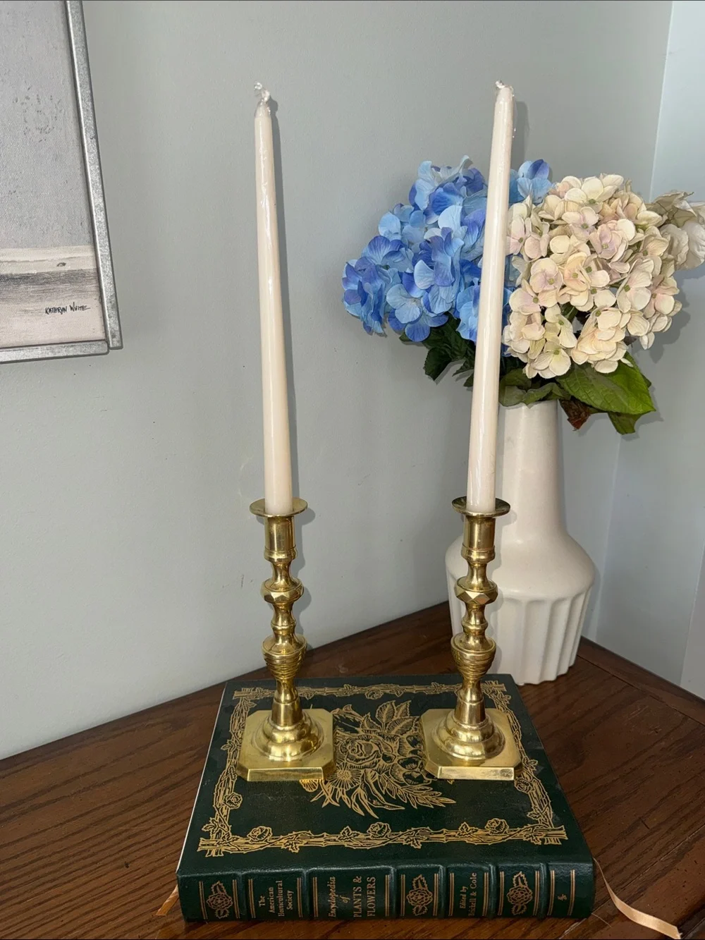 Vintage Stamped Rostand Brass Beehive Diamond Taper Candle Holders 9 inches Tall